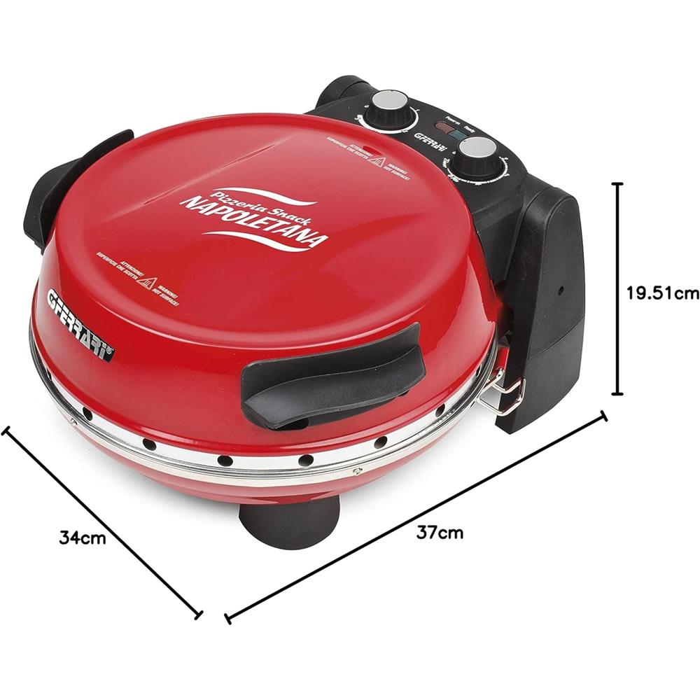 G3Ferrari elektrischer Pizzaofen Napoletana rot inkl. 2-ten Stein zum Überbacken im Deckel bis 400 °C