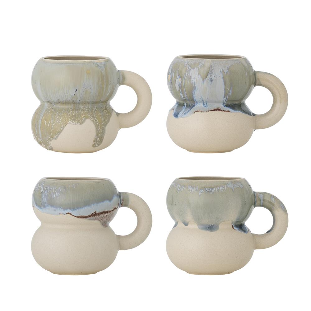 Bloomingville Luna Becher Blau Steingut D9xH10 cm 4er Set – elegante blaue Tassen