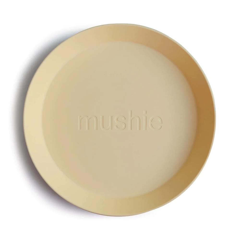 Mushie Kinderteller 2er Set, Pale Daffodil, rund, BPA-frei