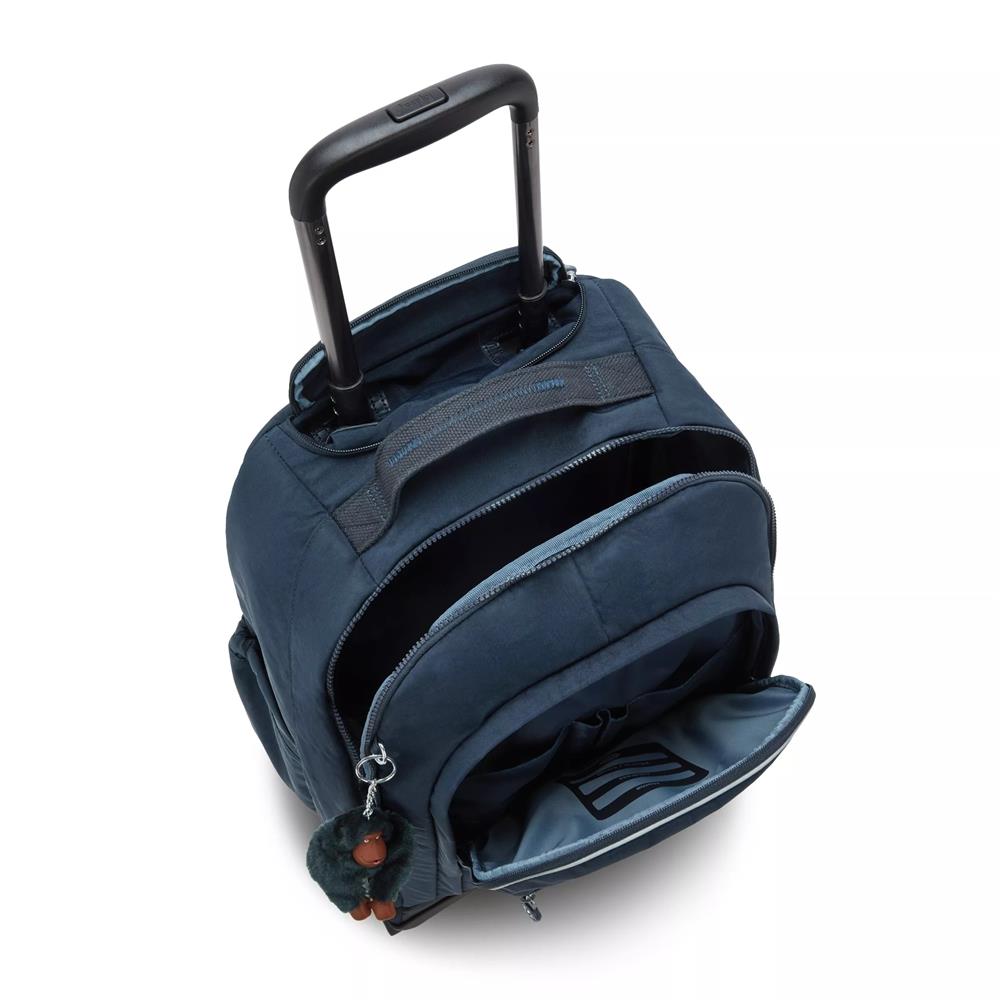 Kipling NEW ZEA, Großer Schulrucksack mit Rollen und Laptopfach, 26L, True Blue Tonal (blau)