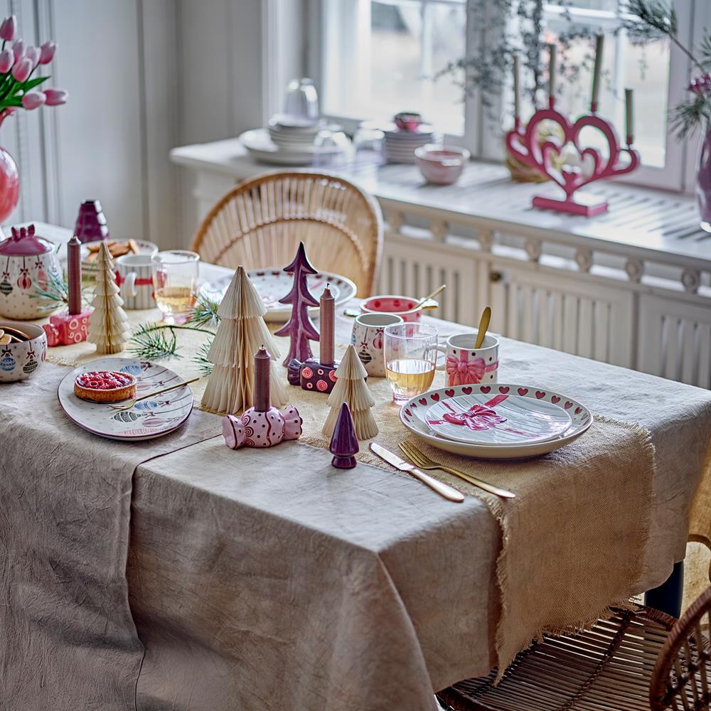 Bloomingville Maiano Kerzenhalter 3er Set rosa Keramik Bonbon Design Weihnachtsdeko Stabkerzen