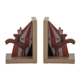 Bloomingville MINI Santos Buchstütze – Zirkuspferde, Rot, 2er Set aus MDF