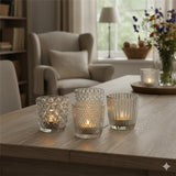 BOLTZE Windlicht Marilu 4er Set Glas Transparent Rund 7,5 x 7,5 cm