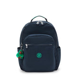 Kipling SEOUL L, Großer Schulrucksack mit 15-Zoll-Laptopfach, 27L, Blue Green Block (blau)