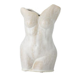 Bloomingville Athena Vase – Skulpturale Steingut-Vase in Natur, 23 cm Höhe