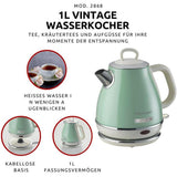 Ariete Vintage Wasserkocher, Grün, 1L Edelstahlkessel, 1630W, Elegantes Retro-Design