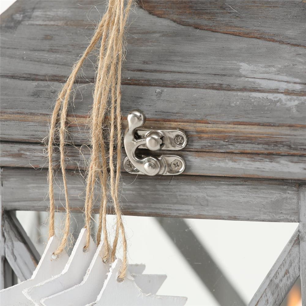 BOLTZE Laterne Grammy – 3er Set aus Holz, Glas & Jute, quadratisch, grau, 32–68 cm Höhe
