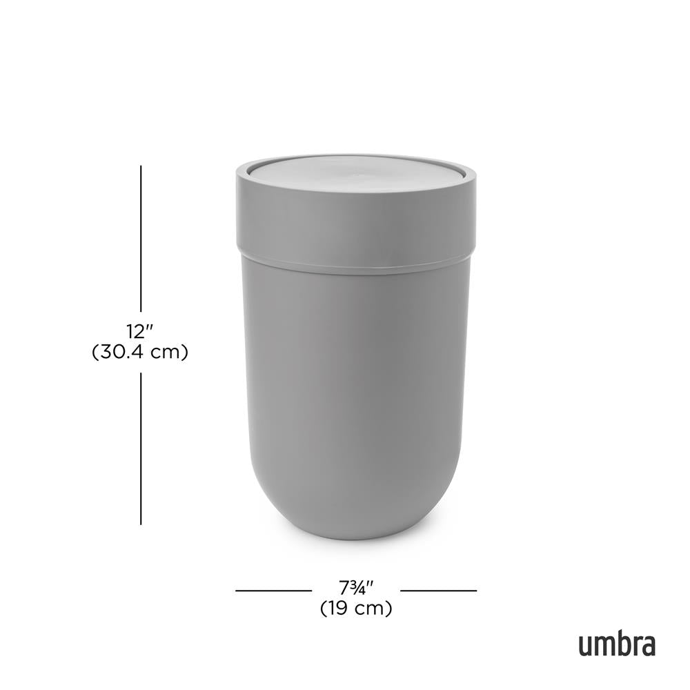 Umbra Touch Abfalleimer 6 L mit Schwingdeckel, in Grau, Kosmetikeimer, Papierkorb, Badezimmereimer