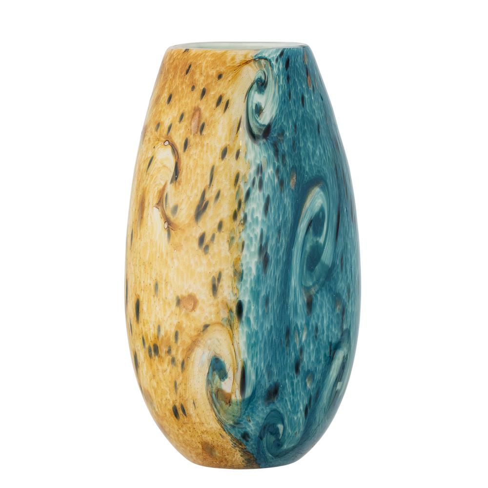 Bloomingville Kalian Vase blau Glas mundgeblasen 29,5 cm