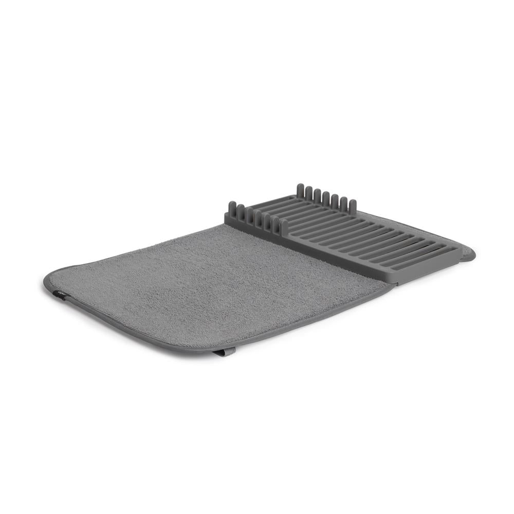 Umbra Udry Mini Geschirr Abtropfgestell und Mikrofaser Abtropfmatte Faltbar Platzsparend und Leicht Verstaubar 50 x 33 cm