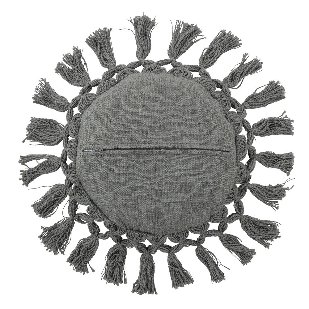 Bloomingville MINI Kissen Elinna Grau 35,5 cm Baumwolle Quasten Dekokissen Kuschelkissen dänisches Design