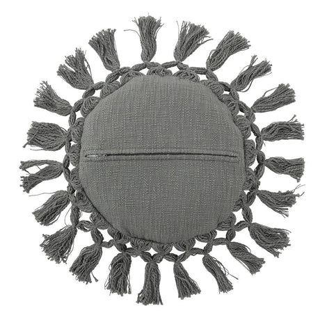 Bloomingville MINI Kissen Elinna Grau 35,5 cm Baumwolle Quasten Dekokissen Kuschelkissen dänisches Design