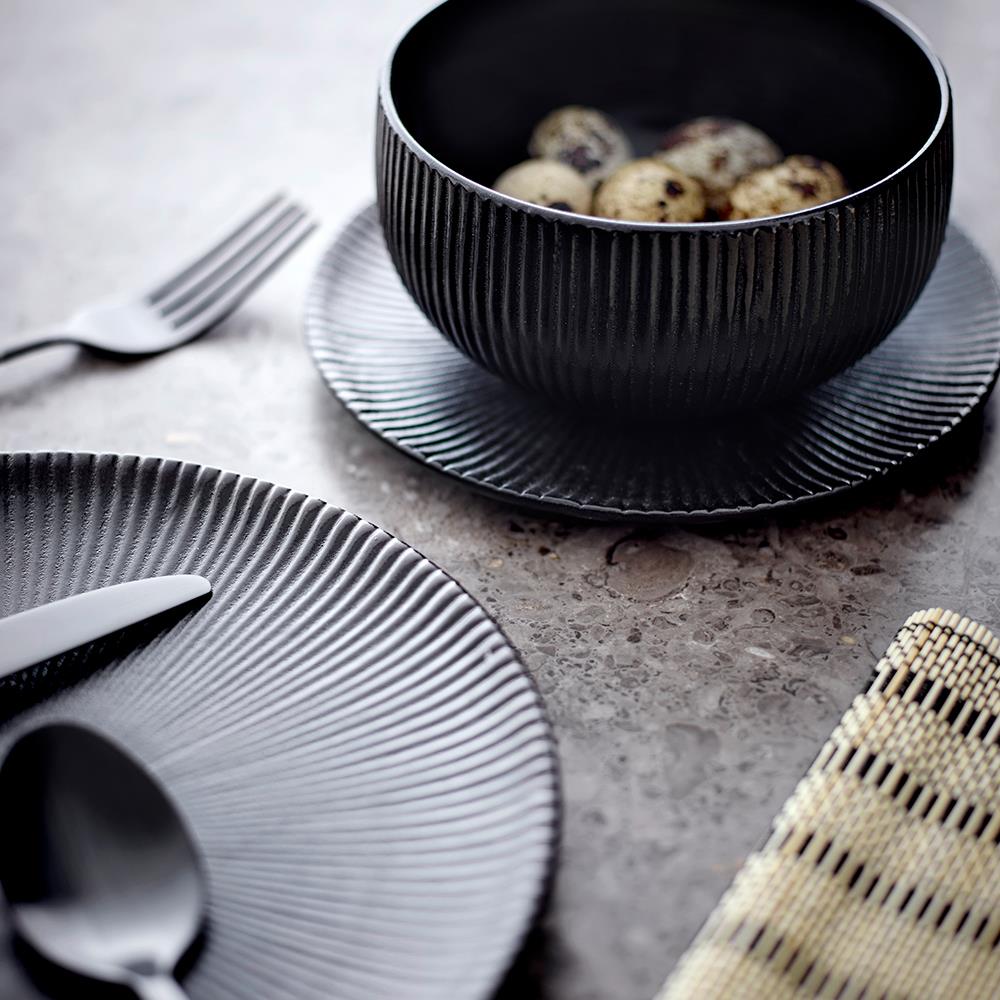 Bloomingville Mendo Platzdeckchen 4er Set – Bambus, Schwarz, 45x45 cm