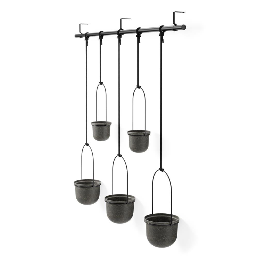 Umbra Triflora Vase in Schwarz, 5er-Hängeblumentopf für Wand- und Deckenmontage