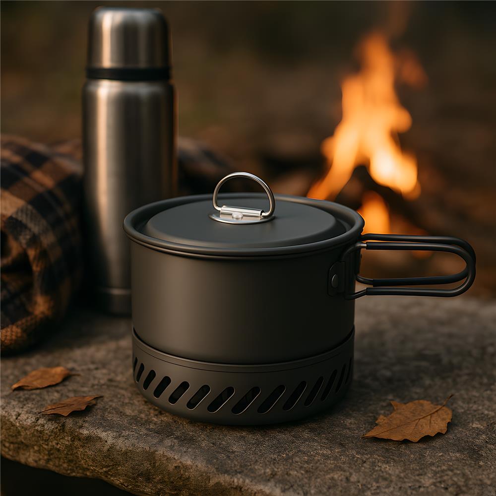 NILS CAMP Camping Kochtopf 1L aus Aluminium - leichter Trekking Topf mit Wärmetauscher & Deckel