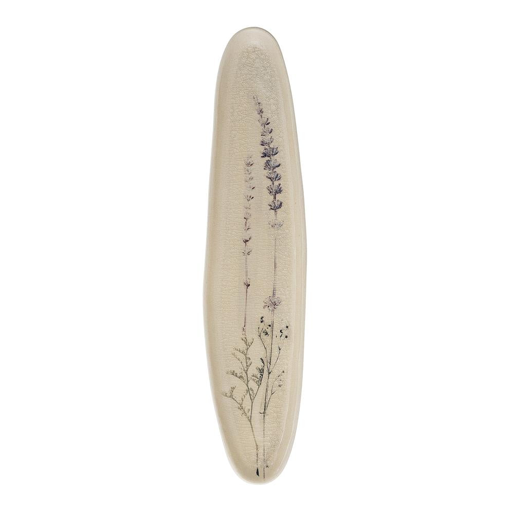 Bloomingville Bea Servierplatte, Natur, 35,5x8cm, Steingut, mit Blumenmotiv, dänisches Design