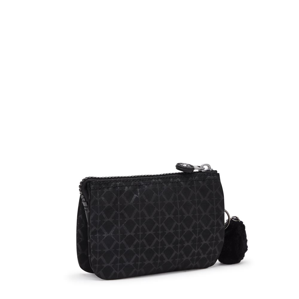 Kipling CREATIVITY S, kleine Geldbörse, Signature Emb (schwarz), Portemonnaie mit Reißverschluss