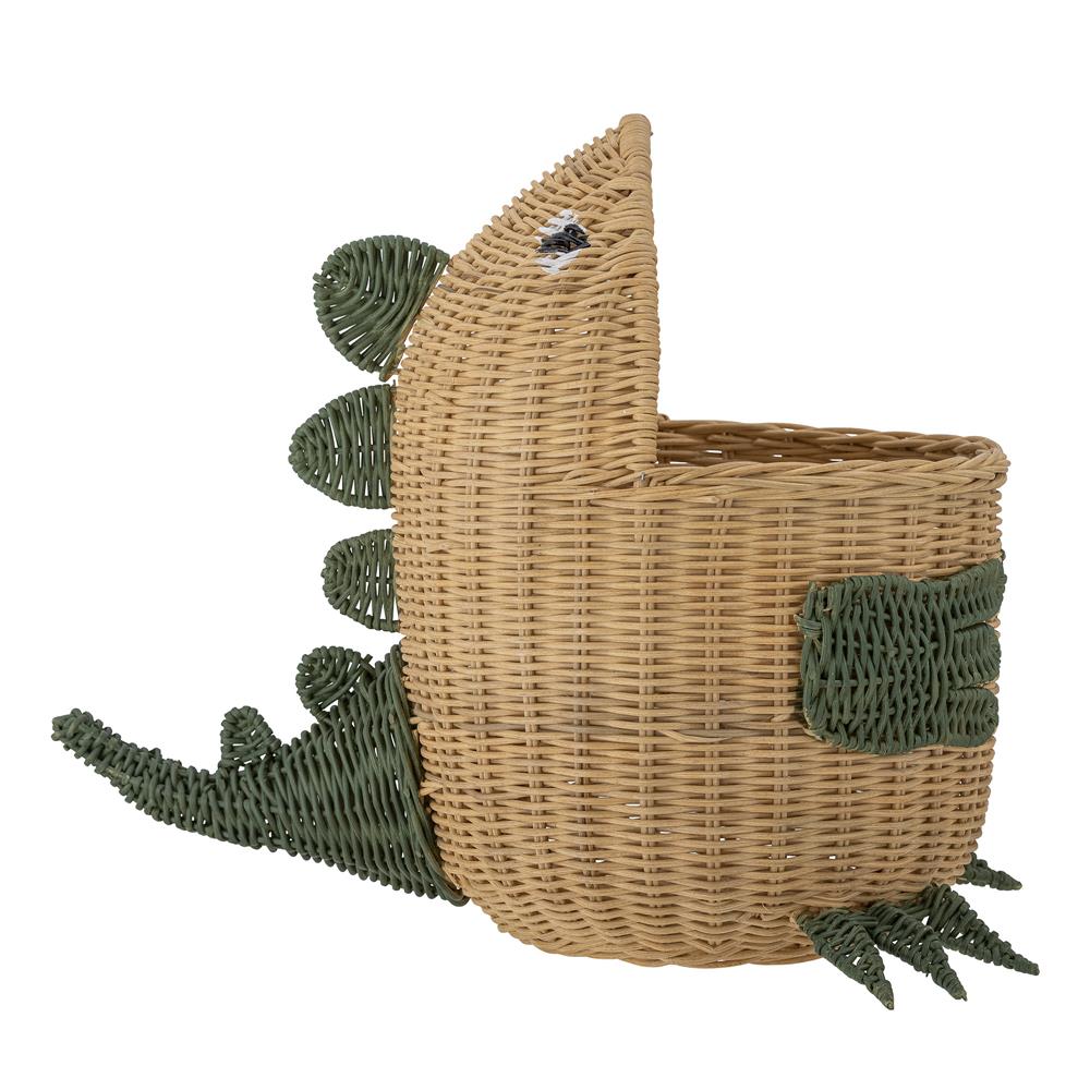 Bloomingville MINI Eddi Aufbewahrungskorb, Dinosaurier, Spielzeugkiste aus Rattan, dänisches Design