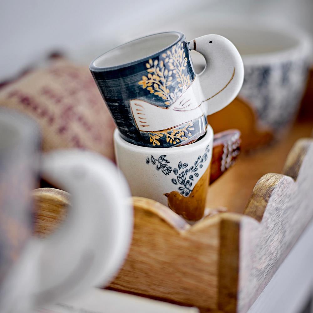 Bloomingville Hezha Espressotassen Blau – 2er-Set aus handdekoriertem Steingut