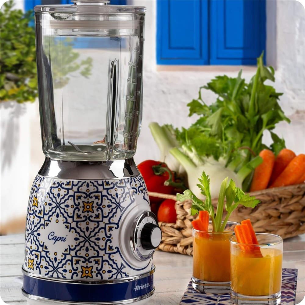 Ariete Capri Standmixer, Mediterranes Design, Glasbehälter 1,5L, Smoothie Maker, 1000W