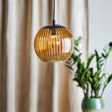 Bloomingville Sybia Hängeleuchte braun - Glas Pendelleuchte mit Rillenstruktur für Esszimmer & Wohnzimmer