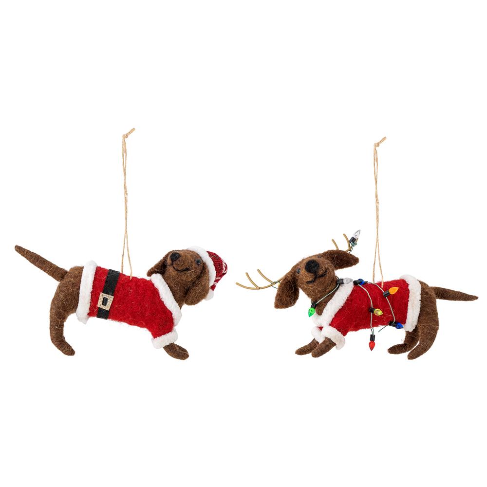 Bloomingville Monty Baumschmuck, Bunt, Hunde Weihnachtsanhänger 2er Set