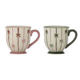 Bloomingville Hope Becher Bunt Steingut 2er Set 400 ml Weihnachtstasse