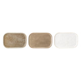 Bloomingville Addison Teller Steingut 3er Set Weiß Braun 22,5 x 14,5 cm Dänisches Design