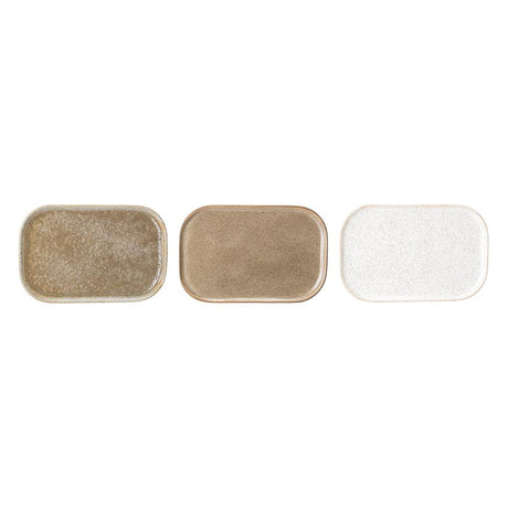 Bloomingville Addison Teller Steingut 3er Set Weiß Braun 22,5 x 14,5 cm Dänisches Design