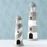BOLTZE Laterne Amrum Leuchtturm 2er Set Grau/Weiß Windlicht Maritimes Design
