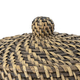 Bloomingville Leoonie Korb mit Deckel, Schwarz, Rattan – dekorative Aufbewahrung mit Naturmuster