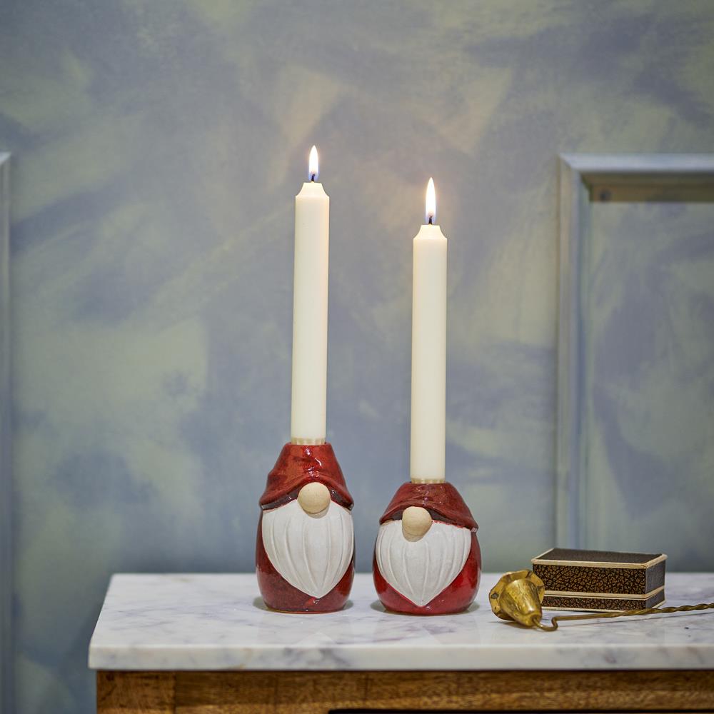 Bloomingville Lyda Kerzenhalter Rot Steingut 2er Set Wichtel Weihnachtsdeko