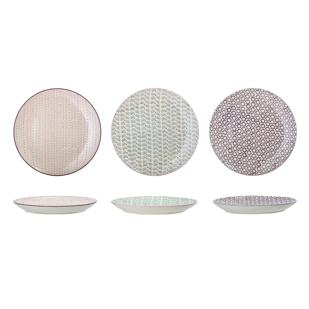 Bloomingville Maya Teller 3er Set 28cm in Rosa/Lila/Grau aus Keramik im dänischen Design