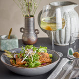 Bloomingville Sandrine Tiefer Teller aus Steingut in Grau 900 ml – Schale für Pasta & Suppen
