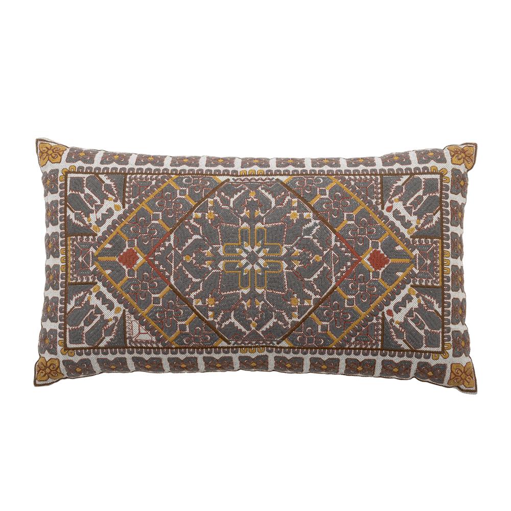 Bloomingville Emalie Kissen Braun 60x35 cm – Baumwolle & Polyester, gestickt