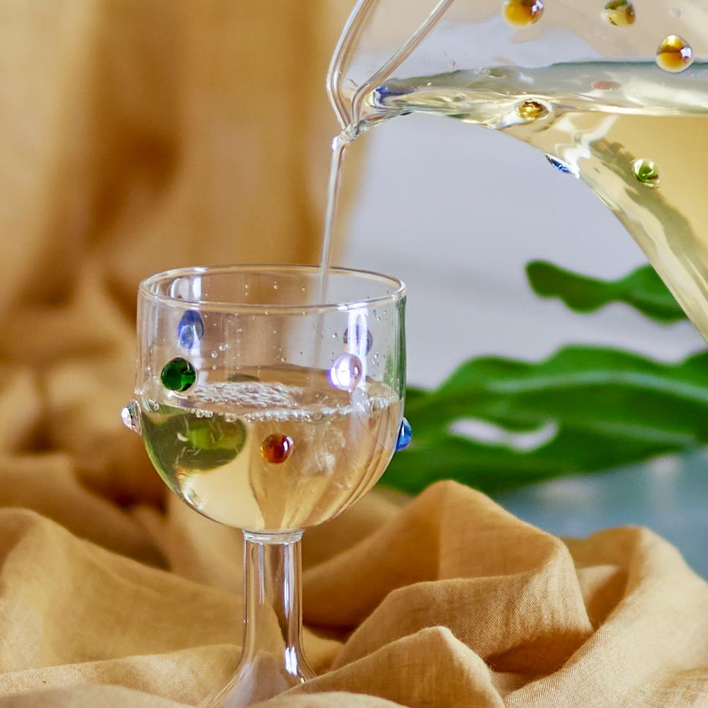 Bloomingville Thalia Weinglas aus Glas in Klar – mundgeblasenes Weinglas für Tischdeko