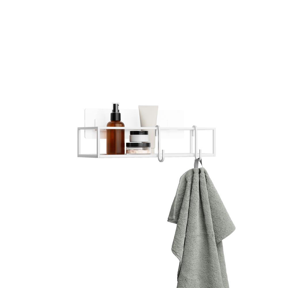 Umbra Cubiko Duschablage, Duschregale ohne Bohren mit Haken, 2er-Set, in Weiß