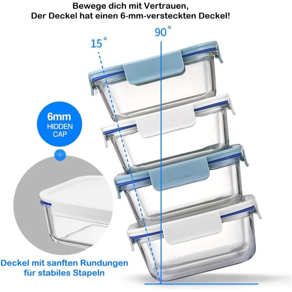 LocknLock The Clear Glas Frischhaltedose 380 ml - Ofenform luftdicht auslaufsicher