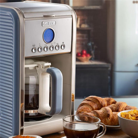 Ariete Vintage Filterkaffeemaschine, Blau, Kaffeemaschine mit Timer, 4-12 Tassen