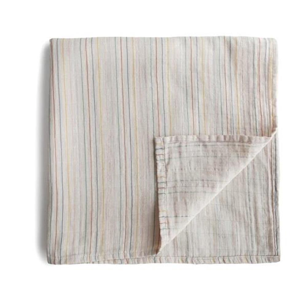 Mushie Musselin-Baby-Wickeldecke, Retro Stripes, Pucktuch aus 100% Bio-Baumwolle