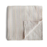 Mushie Musselin-Baby-Wickeldecke, Retro Stripes, Pucktuch aus 100% Bio-Baumwolle