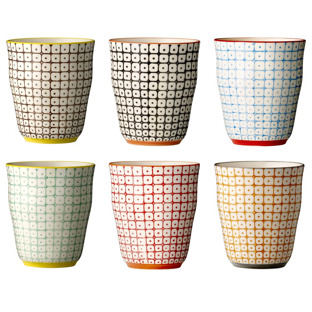 Bloomingville Carla Becher, 6er Set, Bunt, 200ml, Steingut, dänisches Design