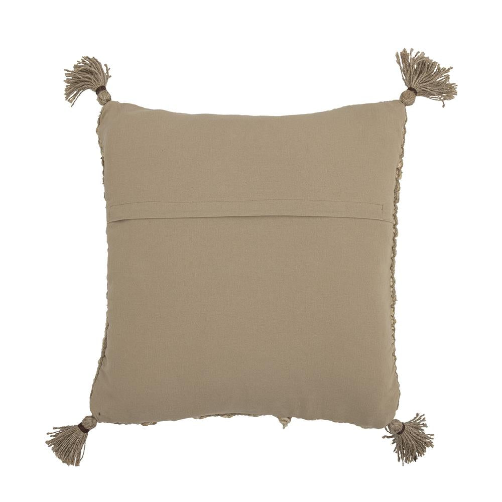 Bloomingville Felina Kissen, Natur, 45x45 cm, Jute-Baumwoll-Mix, mit Quasten, rustikal