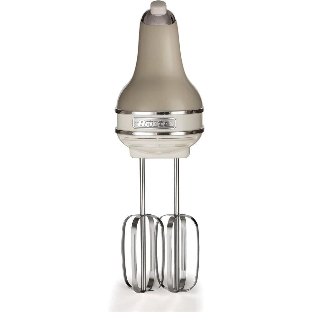 Ariete Vintage Handmixer, Beige, Elektrischer Mixer 450W, 5 Stufen Turbo, Schneebese, Knethaken