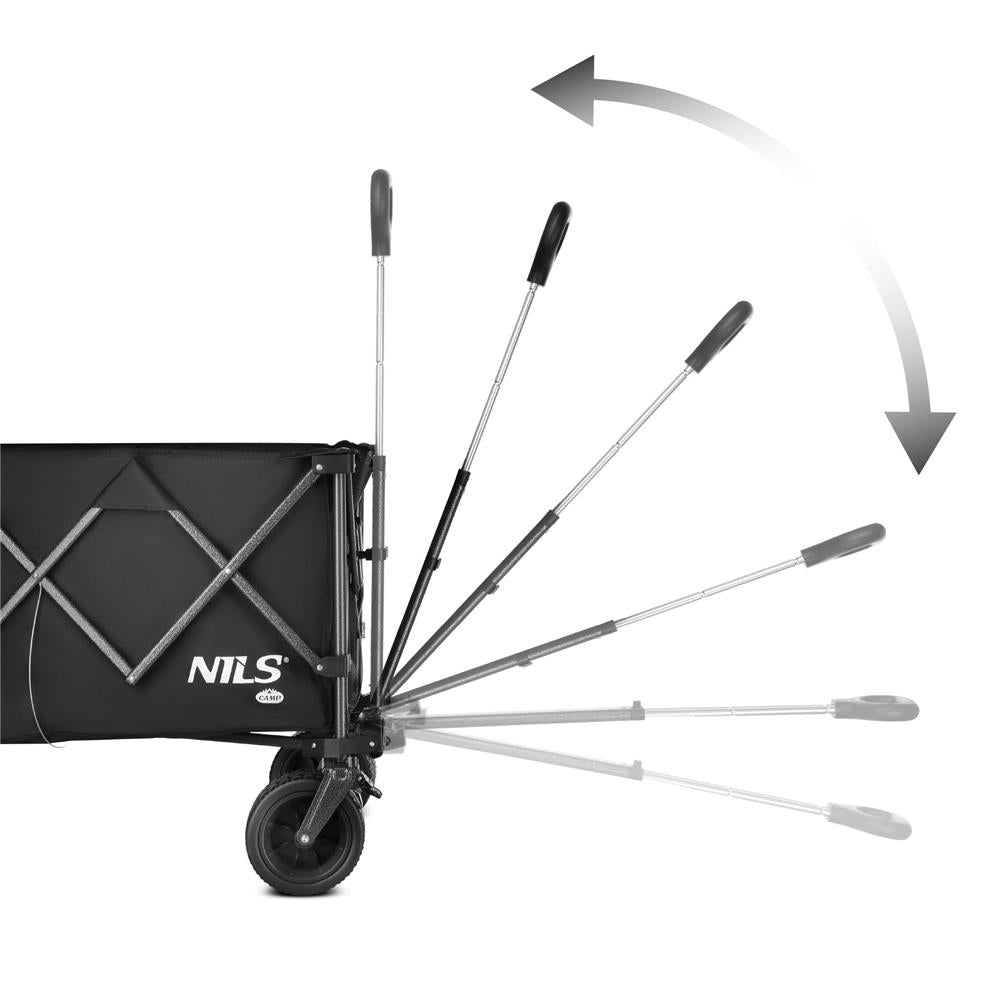 NILS CAMP XXL Bollerwagen faltbar 180L in Schwarz -Campingwagen für Strand & Garten