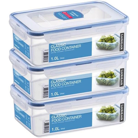 LocknLock Frischhaltedosen 3 x 1 L, stapelbar, auslaufsicher, BPA-frei