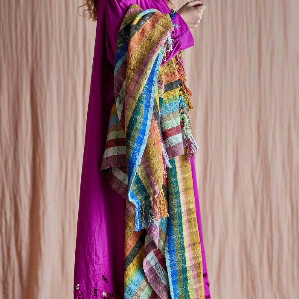 Bloomingville Elmy Decke Bunt Recycelte Baumwolle L160xW130 cm – bunte Baumwolldecke