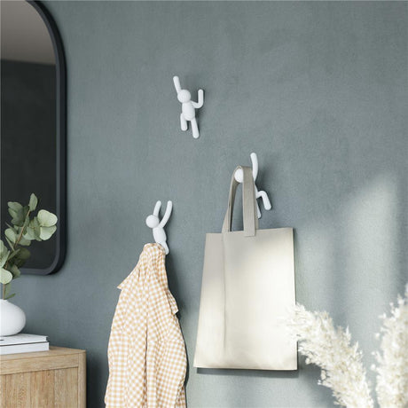 Umbra Buddy Haken 3er Set, Dekorative Wandhaken, Garderobenhaken in Weiß