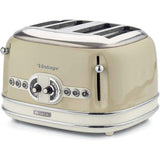Ariete Vintage Toaster, Beige, 4-Scheiben-Toaster mit 6 Bräunungsstufen, 1600W