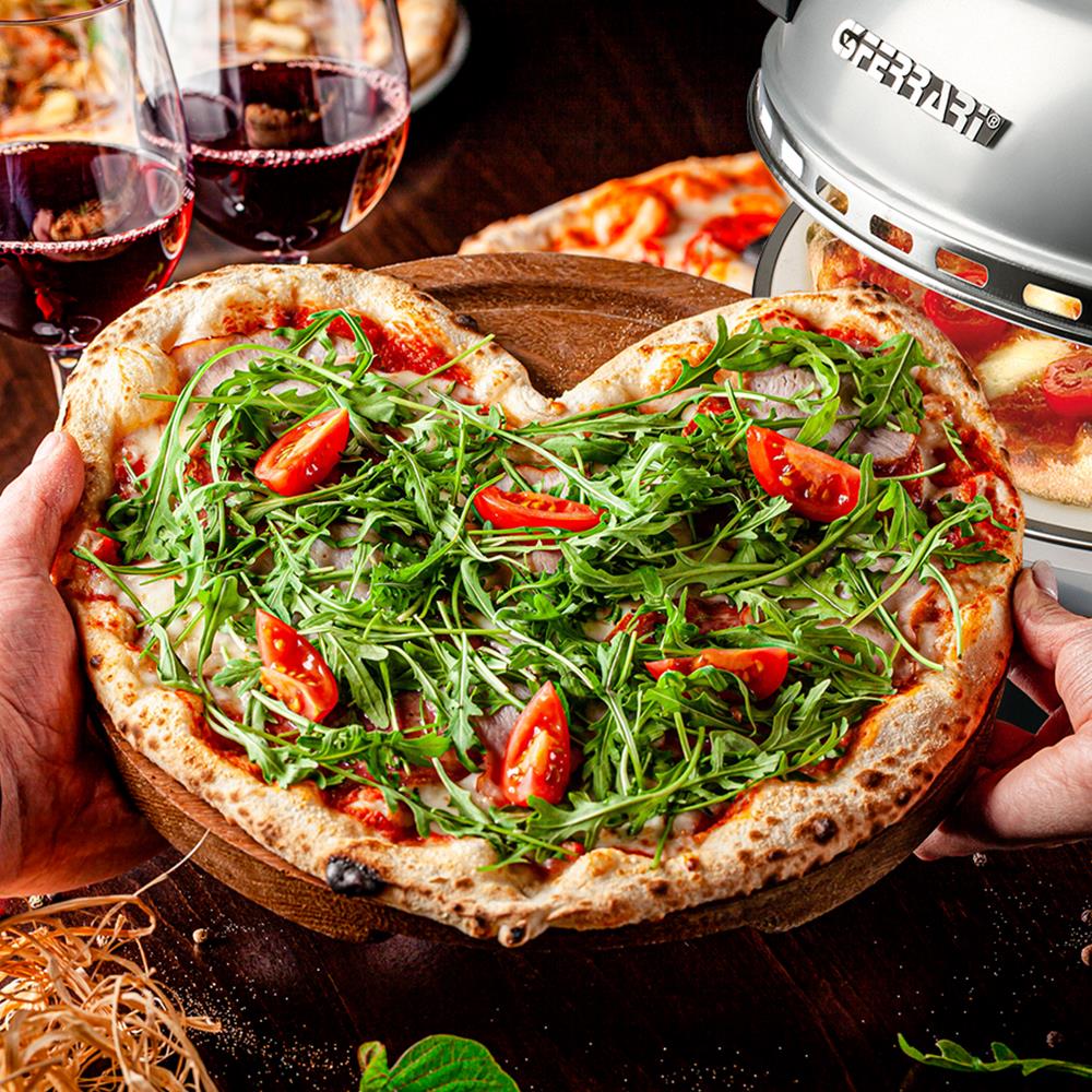G3Ferrari elektrischer Pizzaofen Delizia 1200 W für Pizza Ø 31cm silber Pizzamaker mit feuerfestem Naturstein